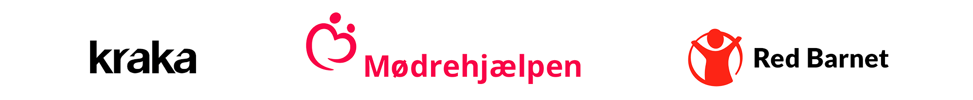 Mødrehjælpen, Kraka, Red Barnet - logoer